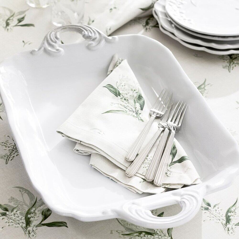 Monique Lhuillier Arles Rectangular Handled Stoneware Serving Tray Juliana White